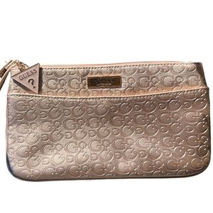 GUESS Dahlia Rose Gold Logo Debossed Signature Large Wristlet Clutch